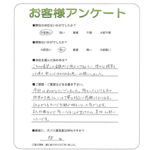 手書きアンケート