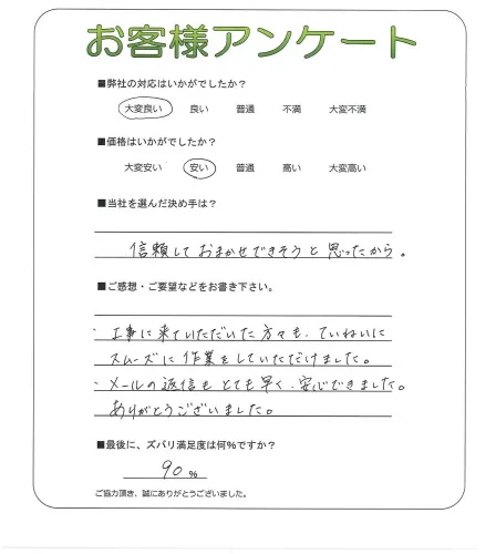 手書きアンケート