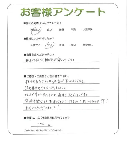 手書きアンケート