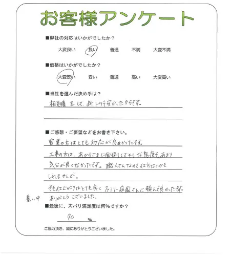 手書きアンケート