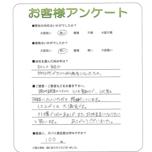 手書きアンケート