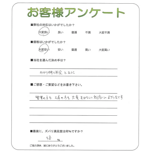 手書きアンケート