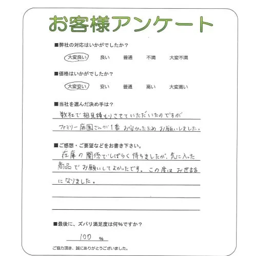 手書きアンケート