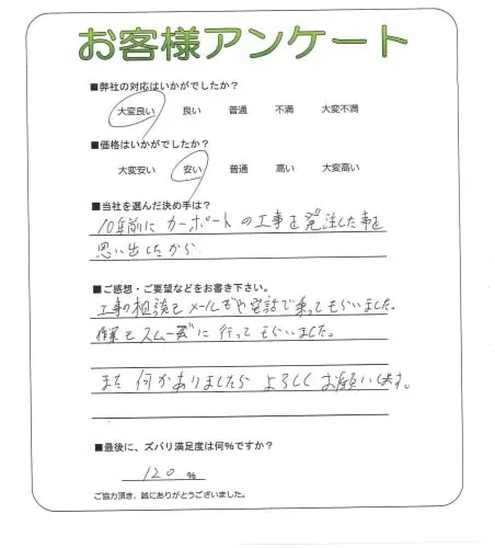 手書きアンケート