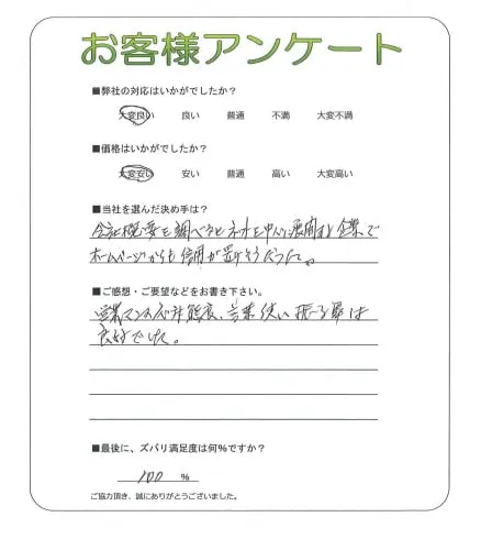 手書きアンケート