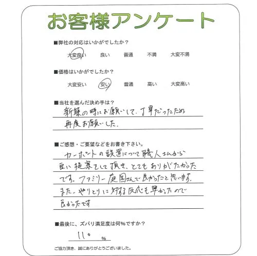 手書きアンケート