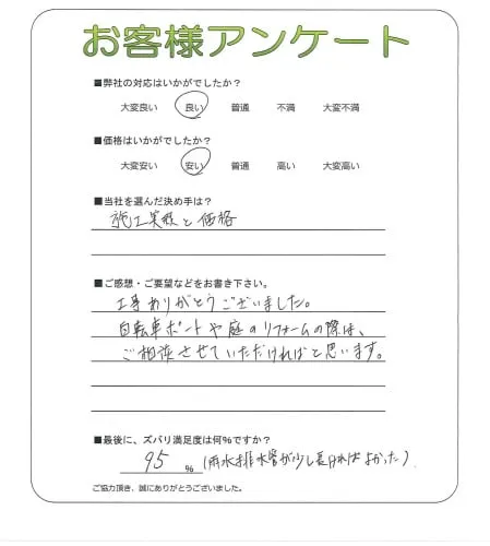 手書きアンケート