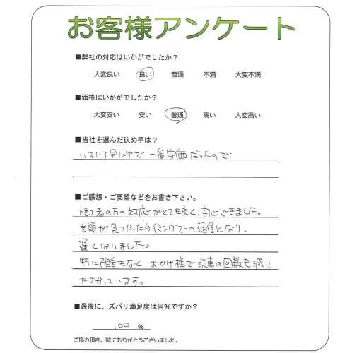 手書きアンケート