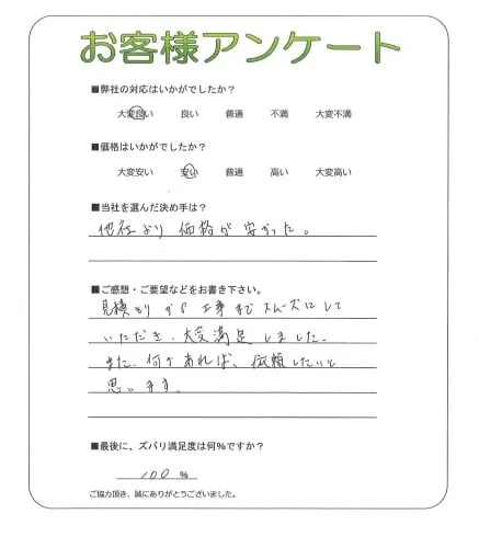 手書きアンケート