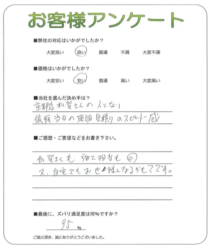 手書きアンケート