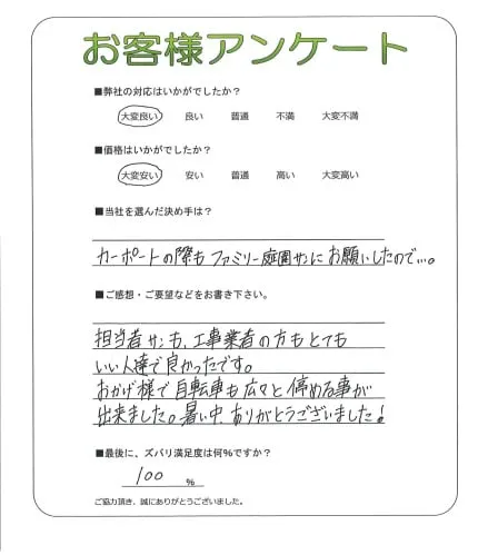 手書きアンケート