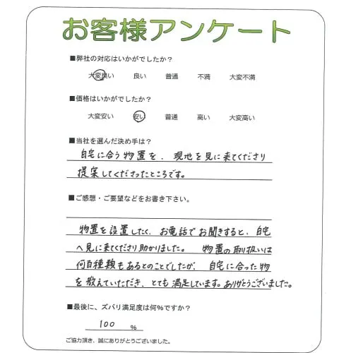 手書きアンケート