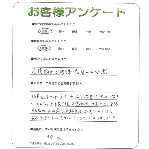 手書きアンケート