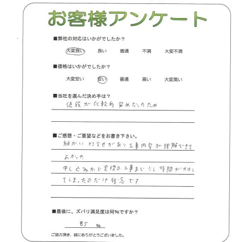 手書きアンケート