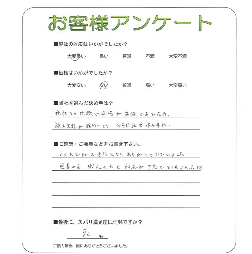手書きアンケート