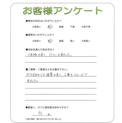 手書きアンケート