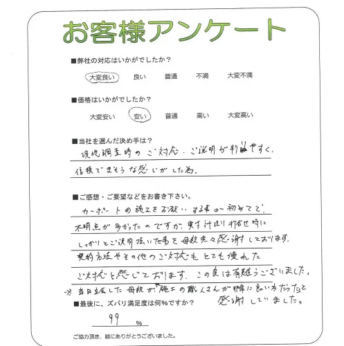手書きアンケート