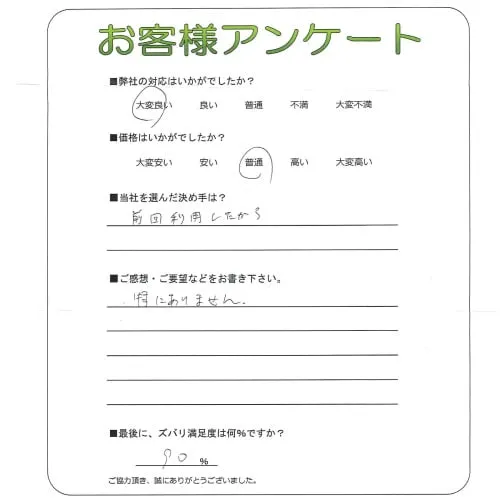 手書きアンケート