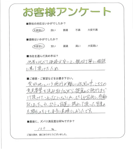 手書きアンケート
