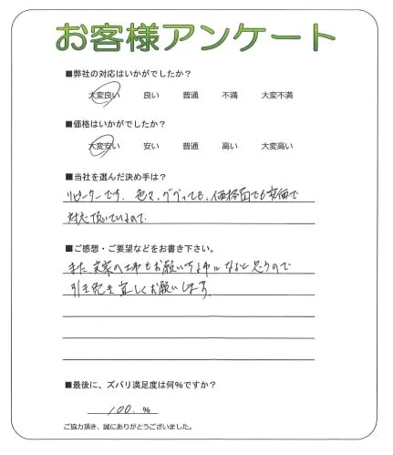 手書きアンケート
