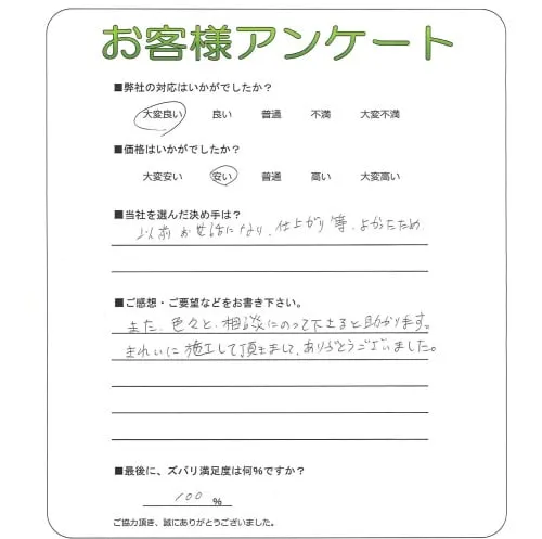 手書きアンケート