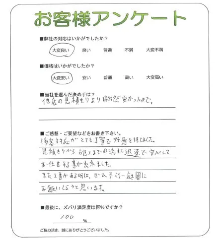 手書きアンケート
