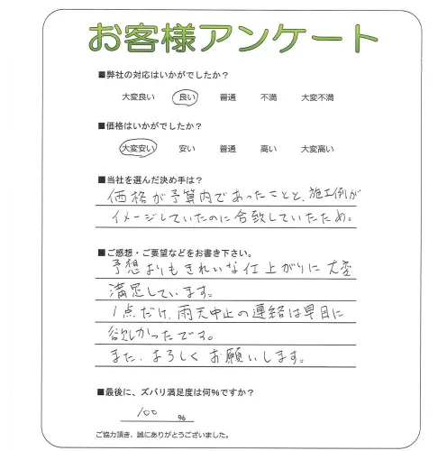 手書きアンケート