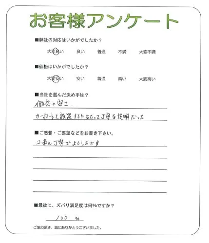 手書きアンケート
