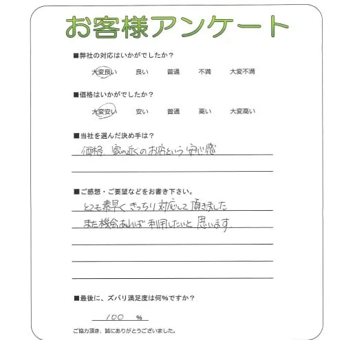 手書きアンケート