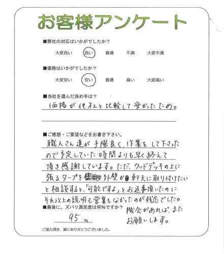 手書きアンケート