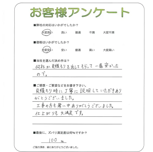 手書きアンケート