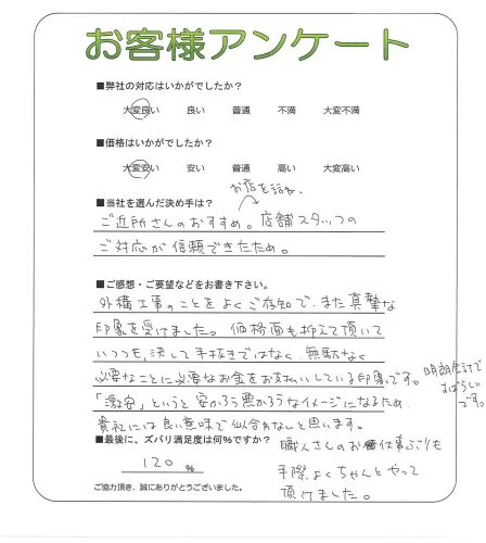 手書きアンケート