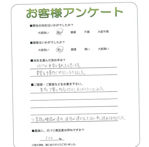 手書きアンケート