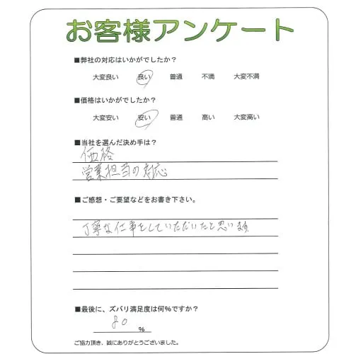 手書きアンケート