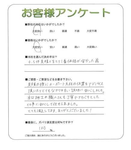 手書きアンケート
