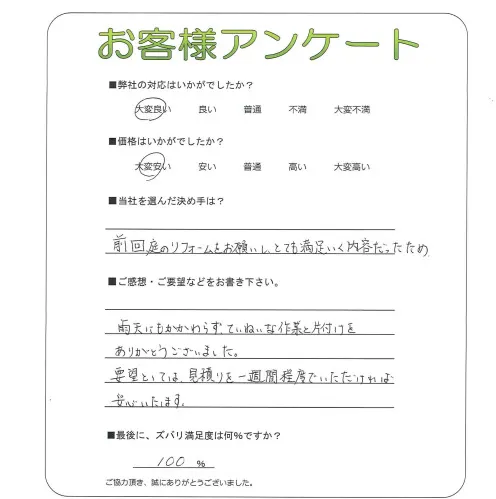 手書きアンケート