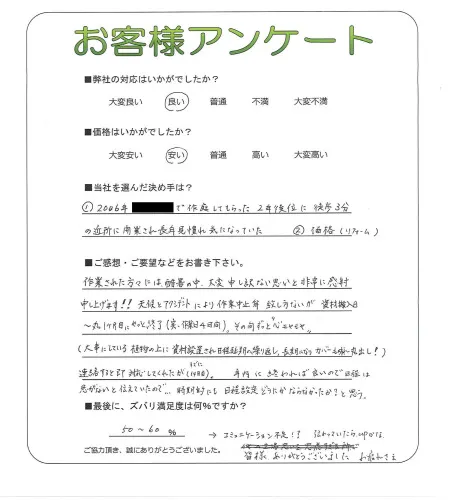 手書きアンケート