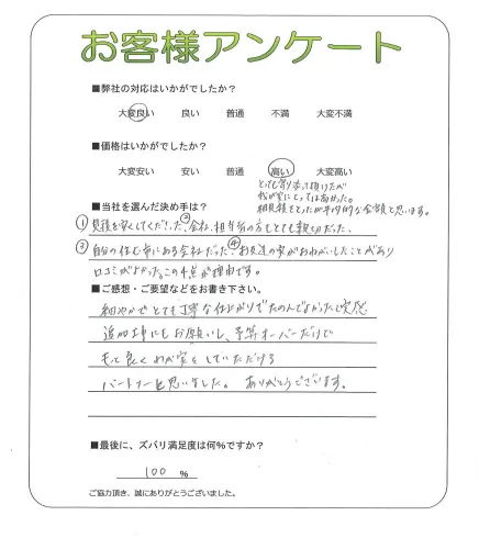 手書きアンケート