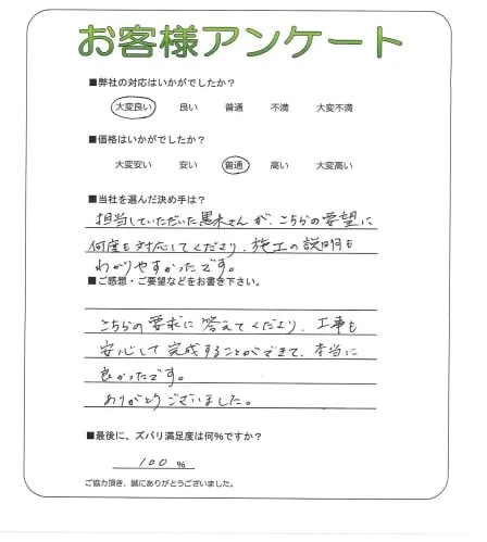 手書きアンケート