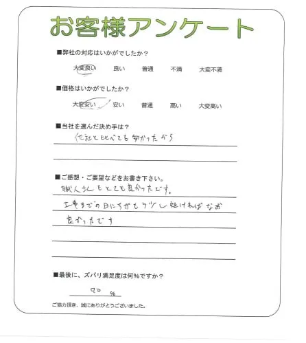 手書きアンケート