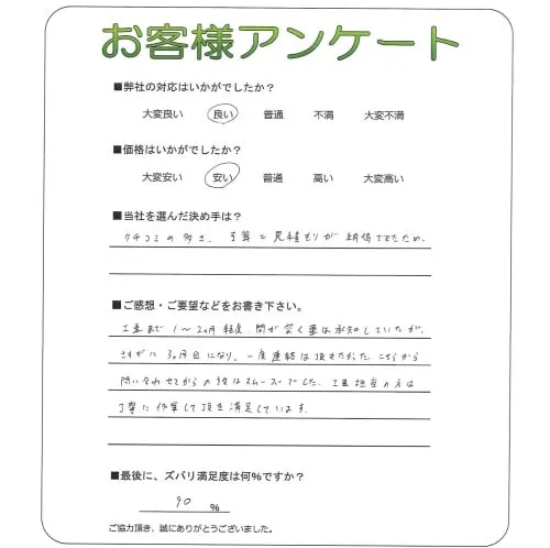 手書きアンケート