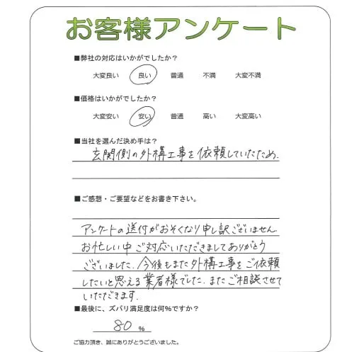 手書きアンケート