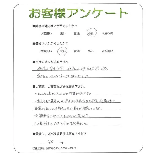 手書きアンケート