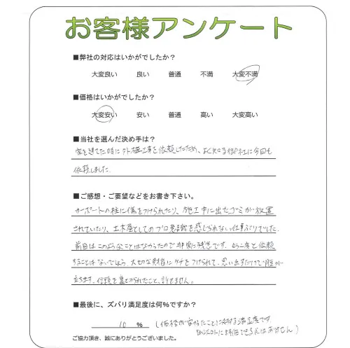 手書きアンケート