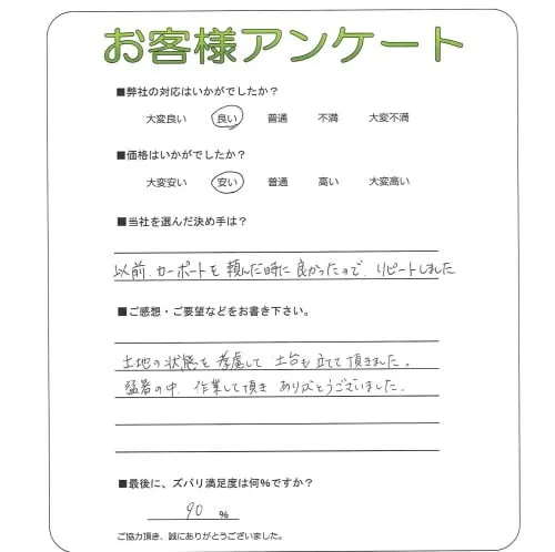 手書きアンケート