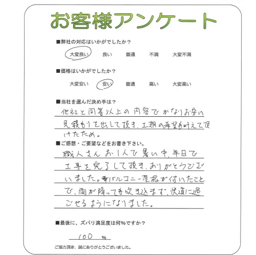 手書きアンケート