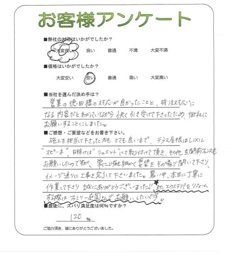手書きアンケート