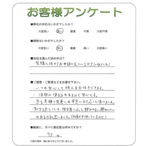 手書きアンケート