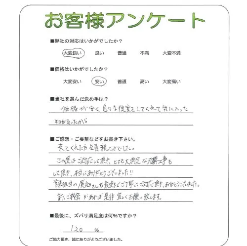 手書きアンケート