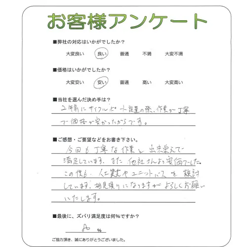 手書きアンケート